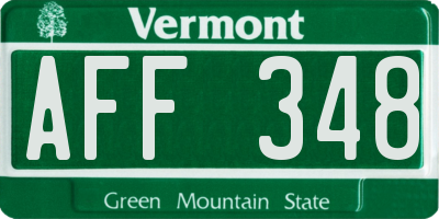 VT license plate AFF348