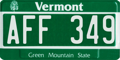 VT license plate AFF349