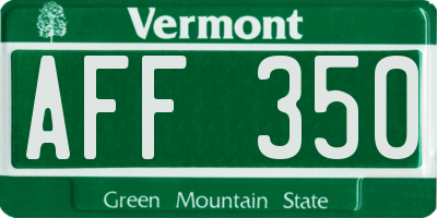 VT license plate AFF350