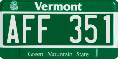 VT license plate AFF351