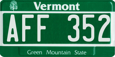 VT license plate AFF352