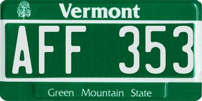 VT license plate AFF353