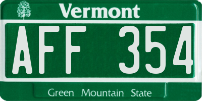 VT license plate AFF354