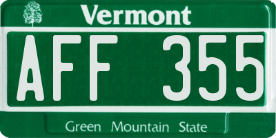VT license plate AFF355
