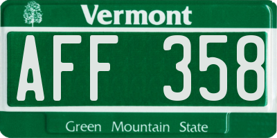 VT license plate AFF358