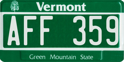 VT license plate AFF359