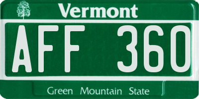 VT license plate AFF360