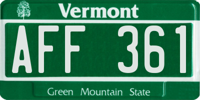 VT license plate AFF361