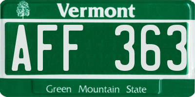 VT license plate AFF363