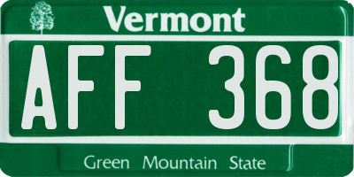 VT license plate AFF368