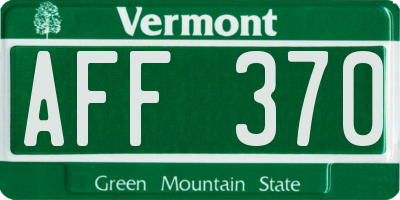 VT license plate AFF370