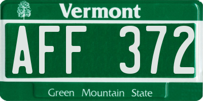 VT license plate AFF372