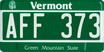 VT license plate AFF373
