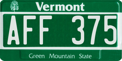 VT license plate AFF375