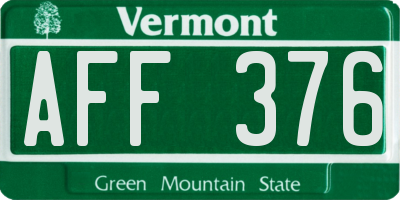 VT license plate AFF376