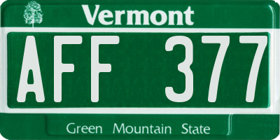 VT license plate AFF377