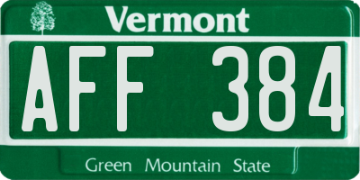 VT license plate AFF384