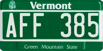 VT license plate AFF385