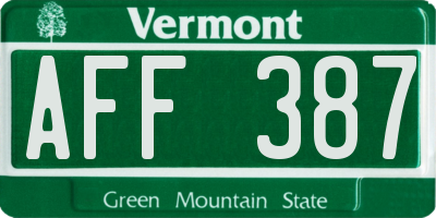 VT license plate AFF387