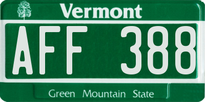 VT license plate AFF388