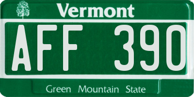 VT license plate AFF390