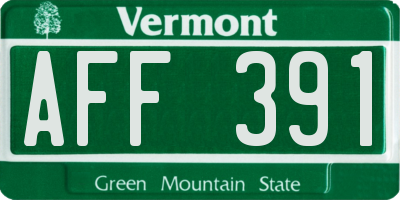 VT license plate AFF391