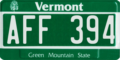 VT license plate AFF394
