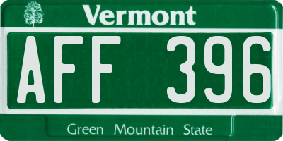 VT license plate AFF396