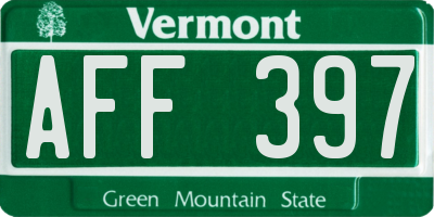 VT license plate AFF397