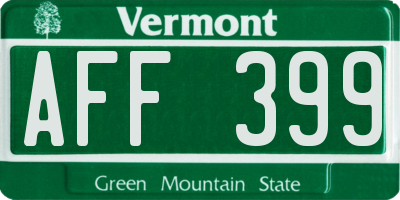 VT license plate AFF399