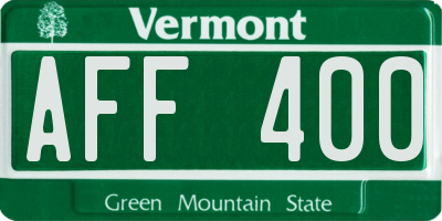 VT license plate AFF400