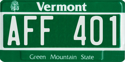 VT license plate AFF401