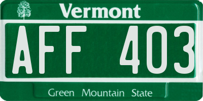 VT license plate AFF403