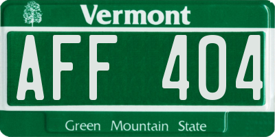 VT license plate AFF404