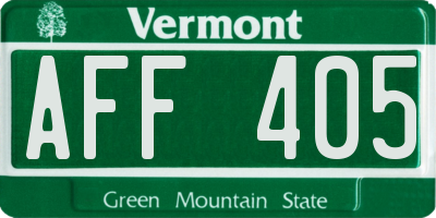 VT license plate AFF405