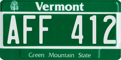 VT license plate AFF412