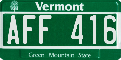 VT license plate AFF416