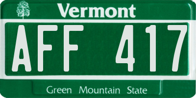 VT license plate AFF417
