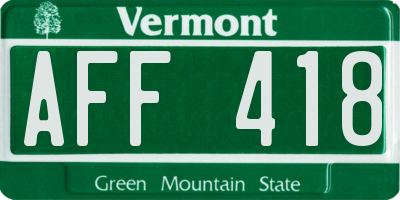 VT license plate AFF418