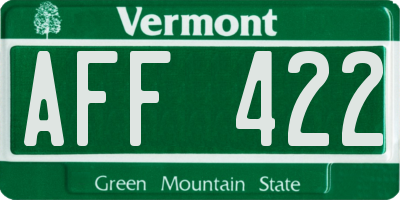 VT license plate AFF422