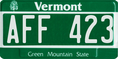 VT license plate AFF423