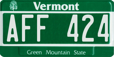 VT license plate AFF424