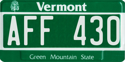 VT license plate AFF430