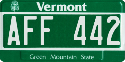 VT license plate AFF442
