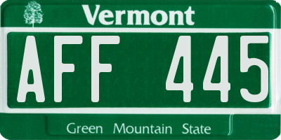 VT license plate AFF445