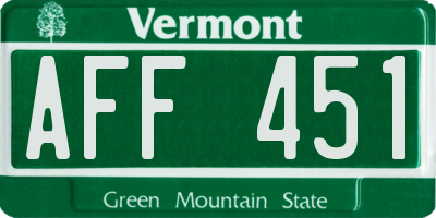 VT license plate AFF451