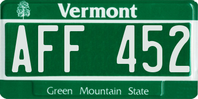 VT license plate AFF452