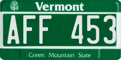 VT license plate AFF453