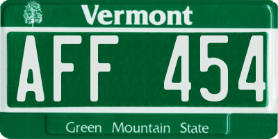 VT license plate AFF454