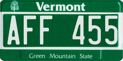 VT license plate AFF455